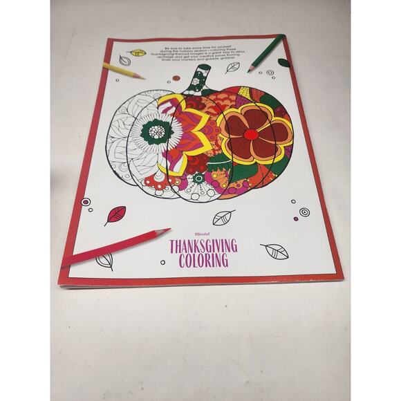 Thanksgiving Coloring 32 Festive Designs Pumpkins Turkey Fall Foliage Family Fun - Picture 2 of 2